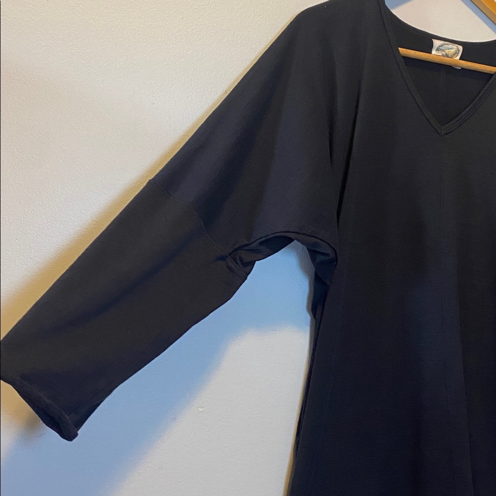 Ramblers Way Wool Tunic Dress Womens Medium Black Long Dolman Sleeves Hi Low Hem - Picture 4 of 12